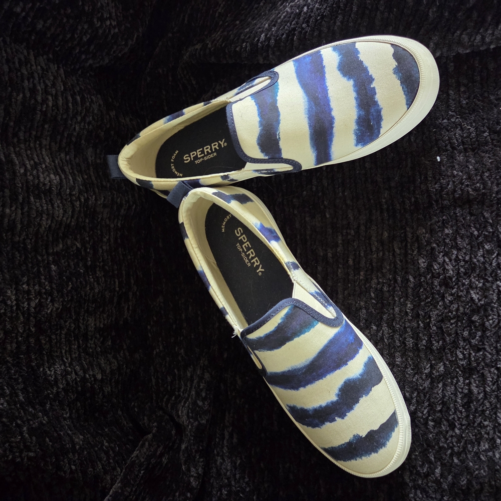 Sperry Blue and White Slip-On Shoes